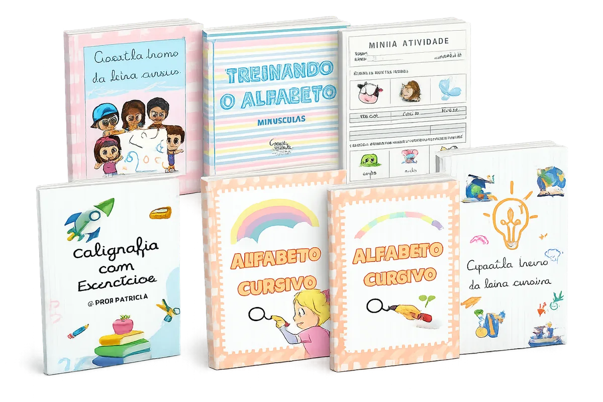 Coleção premium de e-books e apostilas de letra cursiva